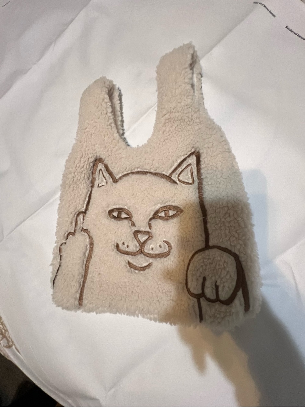 RIPNDIP Peeking Nermal Cream Sherpa Tote Bag (NWOT)